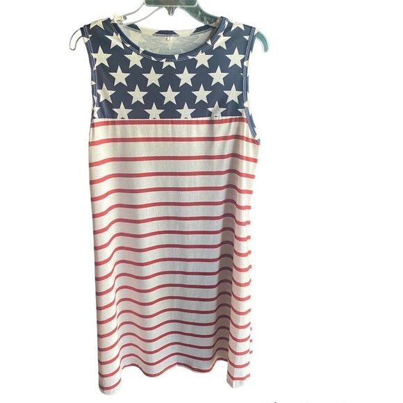 Star Spangled Banner Knee High Pocket Dress, Women's Large - Picture 1 of 6